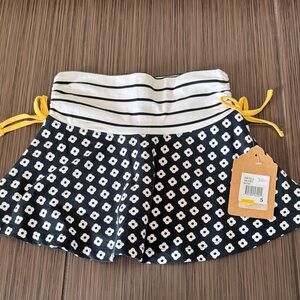 Black and White Floral Skort with Yellow Accents